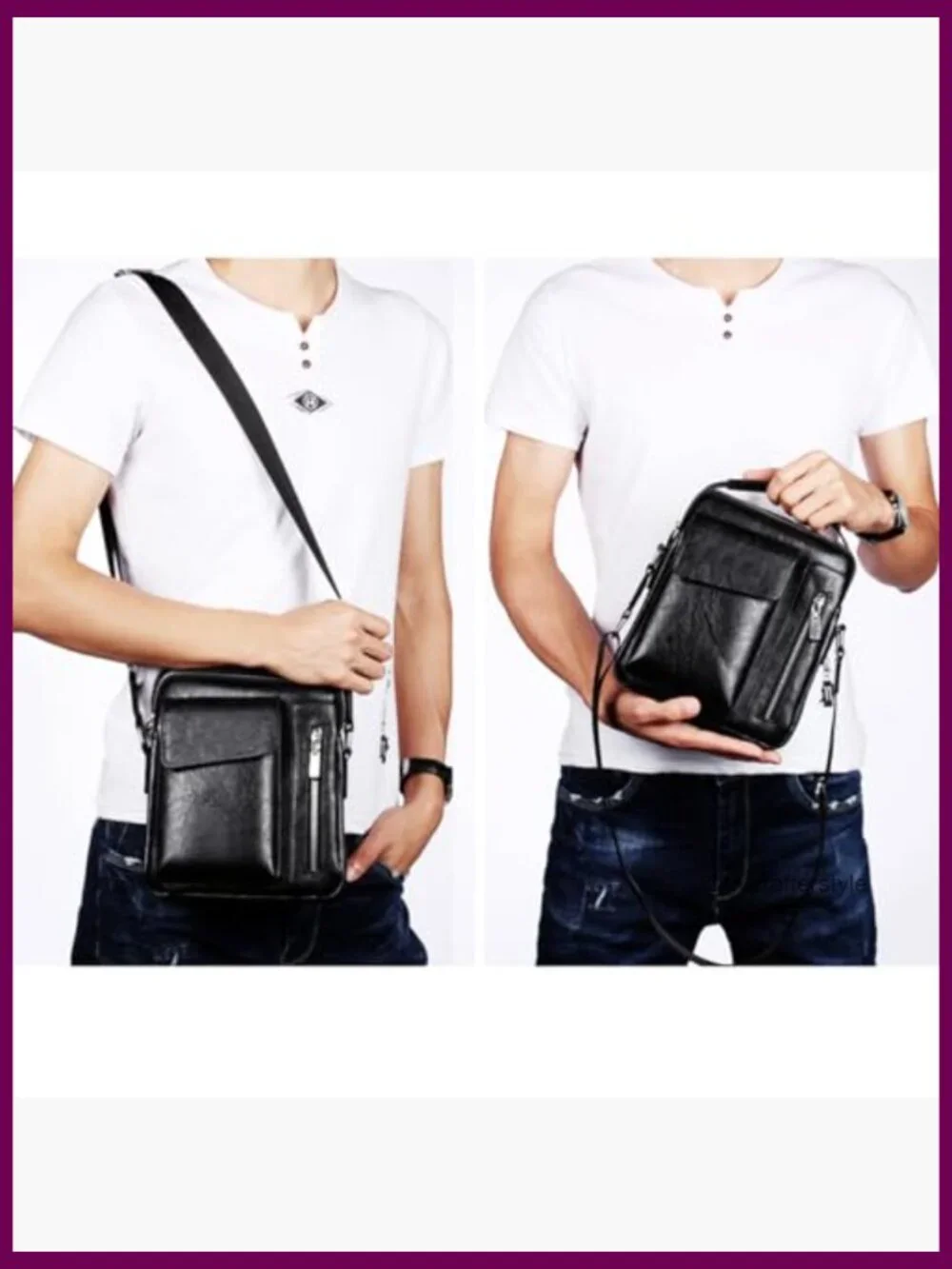 Vintage PU Leather Messenger Bag Crossbody Satchel Pouch
